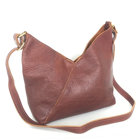 Portland Leather Goods Naomi Shoulder Bag Nutmeg Brown Pebbled Leather Crossbody